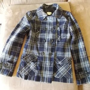 Plaid pea coat